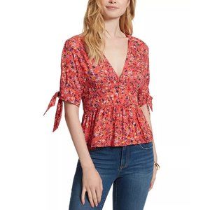NWT Womens Size XL Jessica Simpson Briana Peplum Floral Peasant Blouse Top